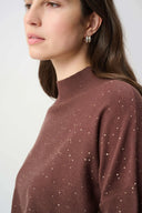 Joseph Ribkoff Ladies Mahogany Sequin Mock-Neck Sweater