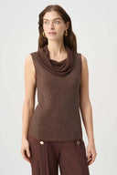 Joseph Ribkoff Ladies Mahognay Rhinestone Cowl Neck Top