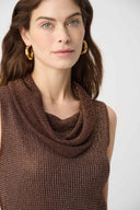 Joseph Ribkoff Ladies Mahognay Rhinestone Cowl Neck Top