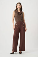 Joseph Ribkoff Ladies Mahognay Rhinestone Cowl Neck Top