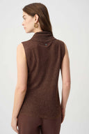 Joseph Ribkoff Ladies Mahognay Rhinestone Cowl Neck Top