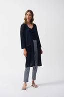 Joseph Ribkoff Ladies Midnight Blue Metallic Sweater Knit Poncho Top