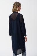 Joseph Ribkoff Ladies Midnight Blue Metallic Sweater Knit Poncho Top