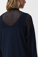 Joseph Ribkoff Ladies Midnight Blue Metallic Sweater Knit Poncho Top