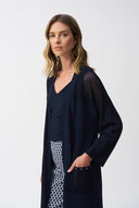 Joseph Ribkoff Ladies Midnight Blue Metallic Sweater Knit Poncho Top