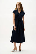 Joseph Ribkoff Ladies Midnight Blue Woven Seersucker Fit And Flare Dress