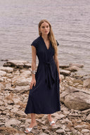 Joseph Ribkoff Ladies Midnight Blue Woven Seersucker Fit And Flare Dress