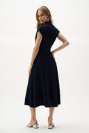 Joseph Ribkoff Ladies Midnight Blue Woven Seersucker Fit And Flare Dress