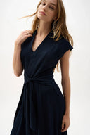 Joseph Ribkoff Ladies Midnight Blue Woven Seersucker Fit And Flare Dress