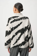 Joseph Ribkoff Ladies Oatmeal Melange/Black Animal Print Mock Neck Pullover
