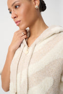 Joseph Ribkoff Ladies Oatmeal Melange/Gold Hooded Animal Print Sweater