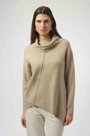 Joseph Ribkoff Ladies Oatmeal Melange Sweater Knit Asymmetrical Pullover