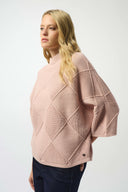 Joseph Ribkoff Ladies Rose Textured Sweater Knit Mock Neck Pullover