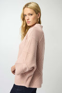 Joseph Ribkoff Ladies Rose Textured Sweater Knit Mock Neck Pullover