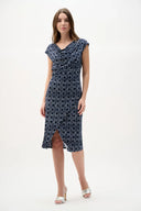 Joseph Ribkoff Ladies Silky Knit Geometric Print Sheath Wrap Dress