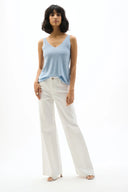 Joseph Ribkoff Ladies Sky Blue Metallic Knitted Camisole with Rhinestones