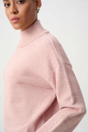 Joseph Ribkoff Ladies Soft Blush Melange Embellished Turtleneck Sweater