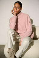 Joseph Ribkoff Ladies Soft Blush Melange Embellished Turtleneck Sweater