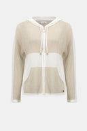 Joseph Ribkoff Ladies Soft Knit Straight Hooded Vanilla/Gold Zip Jacket