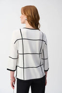 Joseph Ribkoff Ladies Vanilla/Black Plaid Sweater Knit Pullover