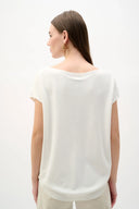 Joseph Ribkoff Ladies Vanilla Viscose Sweater Knit Top With Embroidered Flowers