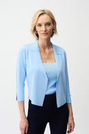 Joseph Ribkoff Ladies Viscose Blend Open-Front Sky Blue Cardigan