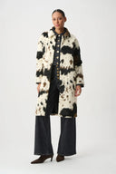Joseph Ribkoff Ladies Winter White/Brown/Black Faux Fur Cow Print Coat
