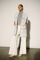 Joseph Ribkoff Ladies Winter White/Multi Sequin Plaid Sweater Cover-Up