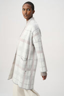 Joseph Ribkoff Ladies Winter White/Multi Sequin Plaid Sweater Cover-Up