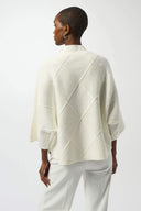 Joseph Ribkoff Ladies Winter White Textured Sweater  Knit Mock Neck Pullover