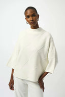 Joseph Ribkoff Ladies Winter White Textured Sweater  Knit Mock Neck Pullover
