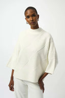 Joseph Ribkoff Ladies Winter White Textured Sweater  Knit Mock Neck Pullover