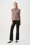 Jospeh Ribkoff Ladies Mink/Gold Sweater Knit Sleeveless Pullover with Iron-On Detail