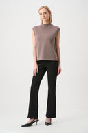 Jospeh Ribkoff Ladies Mink/Gold Sweater Knit Sleeveless Pullover with Iron-On Detail