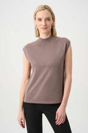 Jospeh Ribkoff Ladies Mink/Gold Sweater Knit Sleeveless Pullover with Iron-On Detail