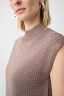 Jospeh Ribkoff Ladies Mink/Gold Sweater Knit Sleeveless Pullover with Iron-On Detail