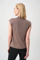 Jospeh Ribkoff Ladies Mink/Gold Sweater Knit Sleeveless Pullover with Iron-On Detail