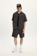 Kuwalla Tee Mens Charcoal Jacquared Linen Shirt