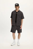 Kuwalla Tee Mens Charcoal Jacquared Linen Shirt