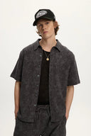 Kuwalla Tee Mens Charcoal Jacquared Linen Shirt