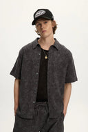 Kuwalla Tee Mens Charcoal Jacquared Linen Shirt