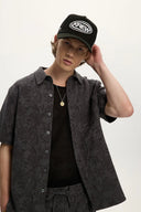 Kuwalla Tee Mens Charcoal Jacquared Linen Shirt