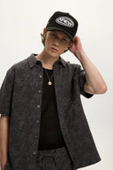 Kuwalla Tee Mens Charcoal Jacquared Linen Shirt