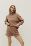Kuwalla Ladies Bailey Waffle Washed Sand Zip Up