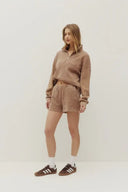 Kuwalla Ladies Bailey Waffle Washed Sand Zip Up