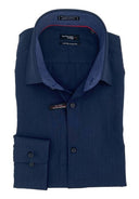 Leo Chevalier Men's Dark Marine Red Label Fitted Micro Poly Dress Shirt