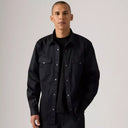 Levi Mens Black Relaxed Fit Western Tiebout Ave Worn In Shirt