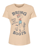 Northbound Supply Co Ladies Ass Kickin' Boots Beige Tshirt
