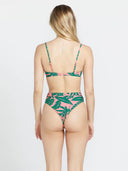 Volcom Ladies Emerald Green Leaf Ur Life High Waist Bikini Bottom