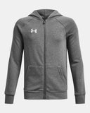 Under Armour Boys Castlerock/White Rival Fleece Full Zip Hoodie